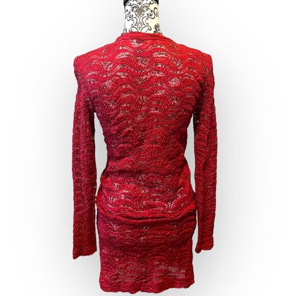 IRO Joos Lace Mini Bodycon Dress size 36 Small Red - Picture 2 of 11